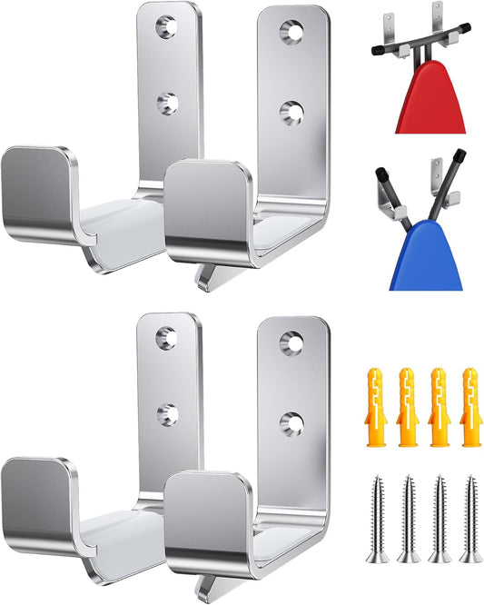 2PCS Ironing Board Wall Hook Modern Wall Mount Ironing Board Hanger for Laundry Rooms Rack Hanging Shelf Hanger Stainless Steel,Silver