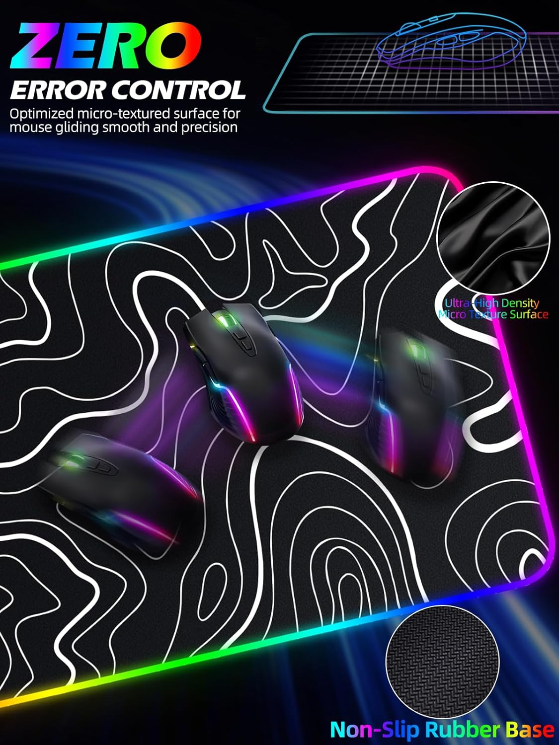 XXL Mouse Pad with Phone Holder, RGB Desk Mat with 15W Fast Charging, LED Large Gaming Mouse Pad with 11 Lights Colors, Long Mouse Pads for Desk, Waterproof Non-Slip Gaming Pad for Gamer Esports Pros