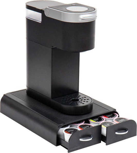 Mind Reader Single Serve Pod Organizer, 2 Drawers, 24 Pod Capacity, Keurig Mini Compatible, Black