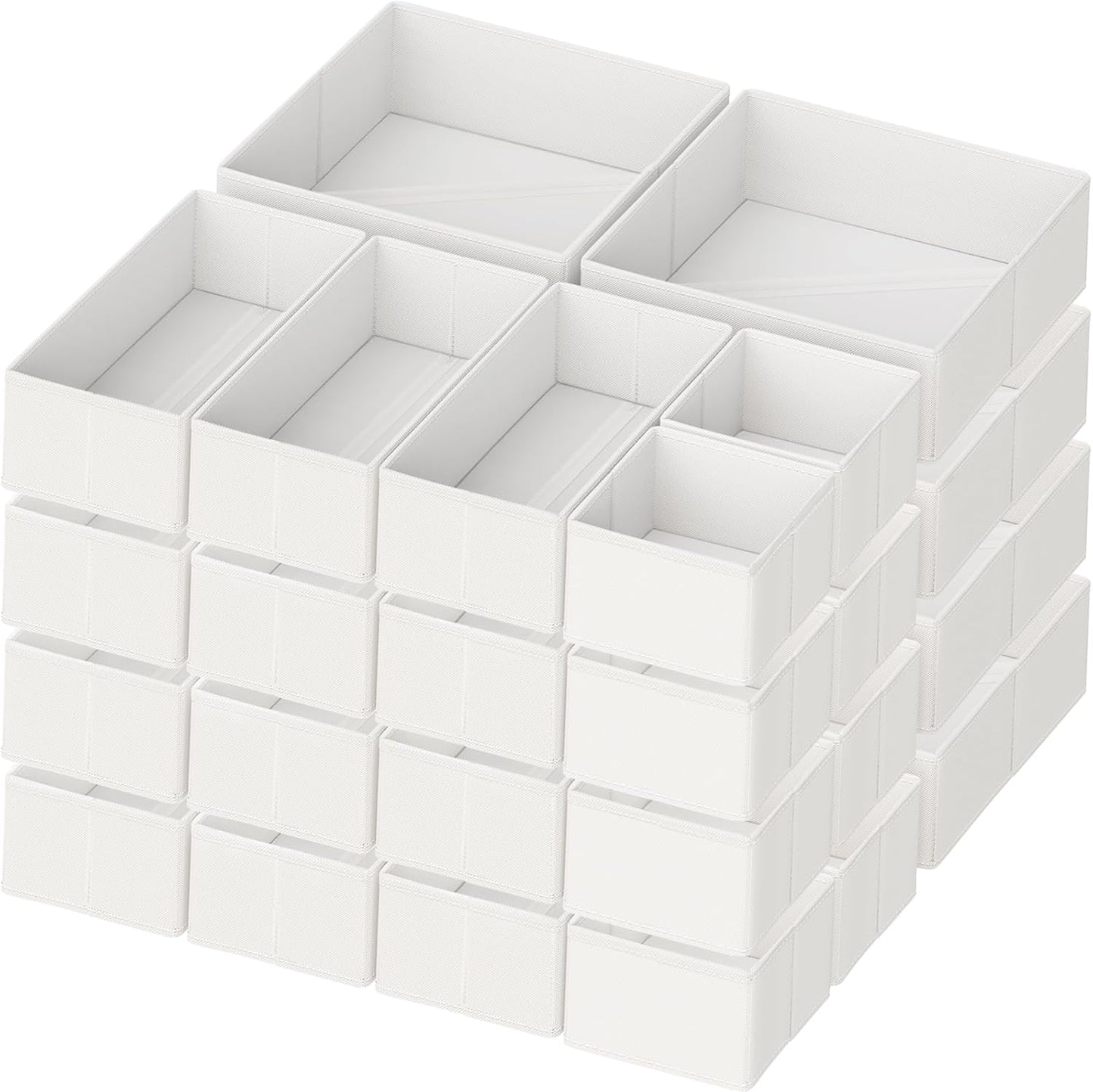 Criusia Drawer Organizer Clothes, 24 Pack Dresser Organizer for Baby Clothes, Underwear, Sock- Foldable Closet Organization and Storage Dividers Bins for Nursery, Bedroom and Dorm (White)