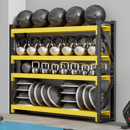 60" W Garage Shelving,4-Tier Heavy Duty Storage Shelves Unit with Adjustable Metal Shelf for Warehouse,Basement,Workshop,5000LBS,60" W x 24" D x 79" H,Black&Yellow
