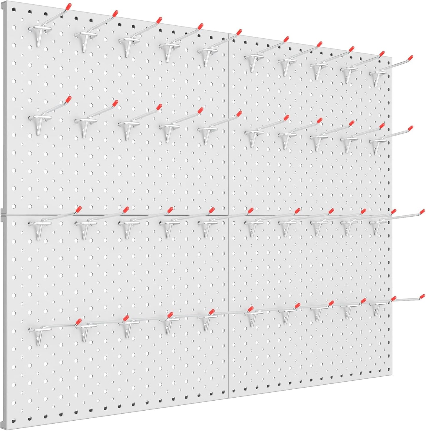 TORACK Metal Pegboard Panels and Hooks for Garage, Workbench, Shop, Shed Tool Organizer Peg Board with 1/8" & 1/4" Holes, Modular Wall-Mounted Pegboard with Pegboard Hooks(Light-Grey)