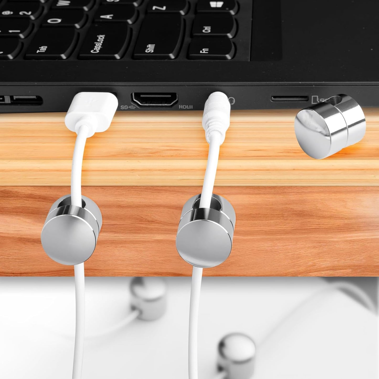 3 Sets Charger Holders for Cords, Adjustable Cable Anchor Holders, Adhesive Metal Cord Clips, Cable Management Wire Organizers for Desk, Office, Nightstand - White, Silver, Red Bronze