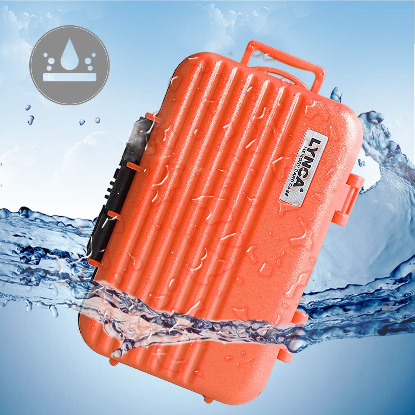 LYNCA Memory Card Case Holder, Memory Card Hard Protector Case Professional Water-Resistant Anti-Shock Compact Camera Card Hard Storage Box for 8 SD Cards 4 CF Cards 12 Micro SD/TF Cards (Orange)