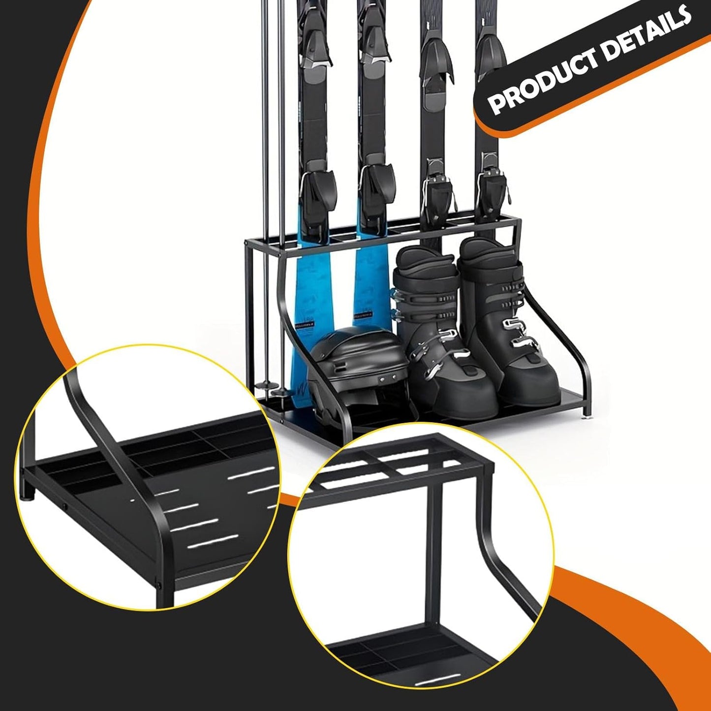 Ski Storage Rack Ski Holder Sturdy Multifunctional Lightweight Skiing Storage Organizer Floor Stand for Skiing Boots Helmets