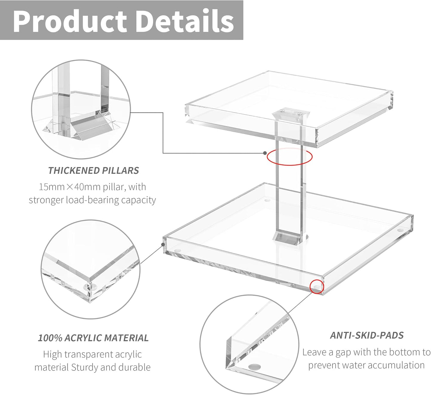 2-Tier Perfume Tray,Clear Perfume Organizer for Dresser and Counter,Acrylic Perfume Stand Organizer Vanity Trays Makeup Storage Holder for Bedroom Decor (10x8)