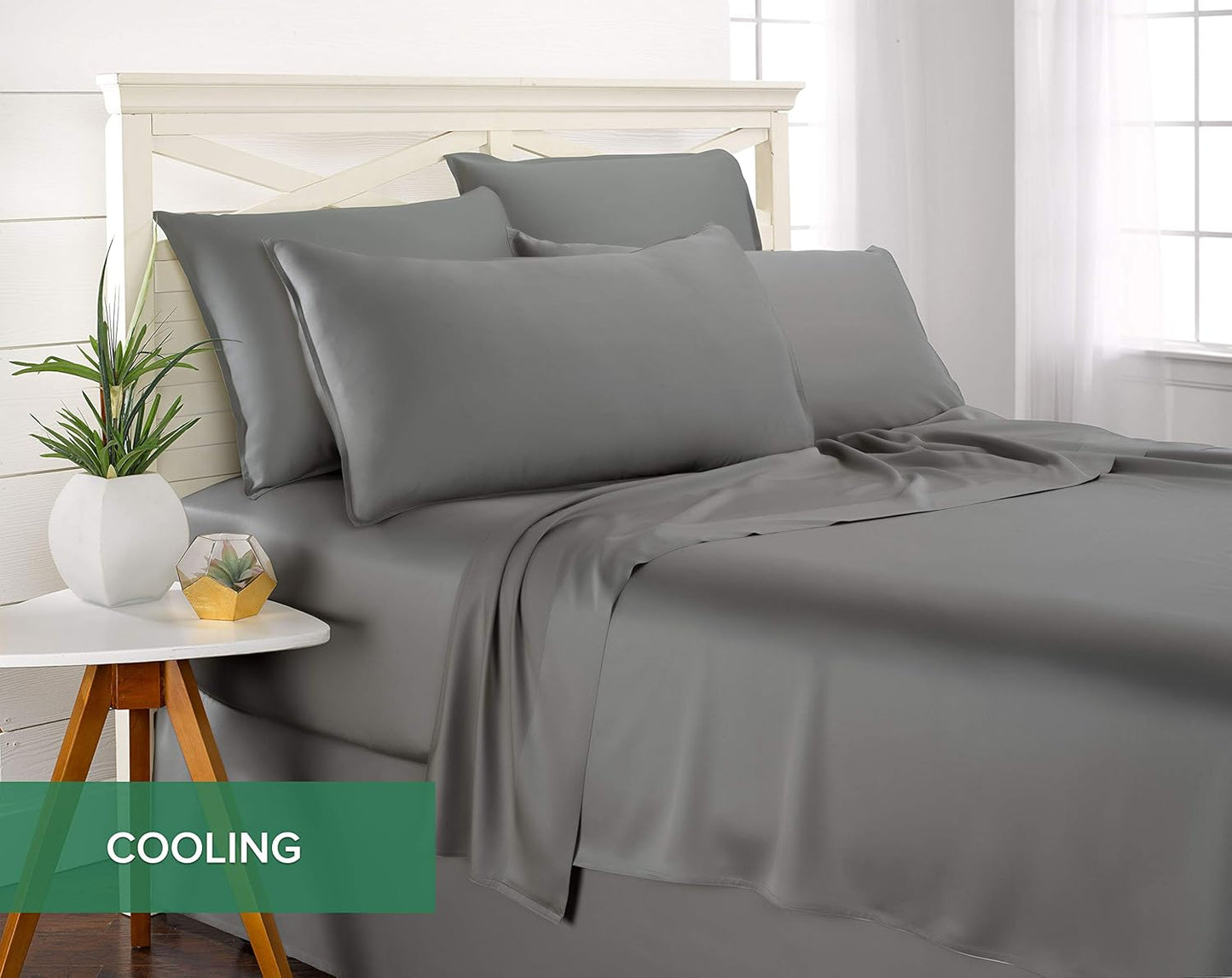 King Pillowcases by Pure Bamboo, Genuine 100% Organic Viscose Derived from Bamboo, Luxuriously Soft & Cooling, Double Stitching, Envelope Closure (2 King Pillowcases, Stone Grey)