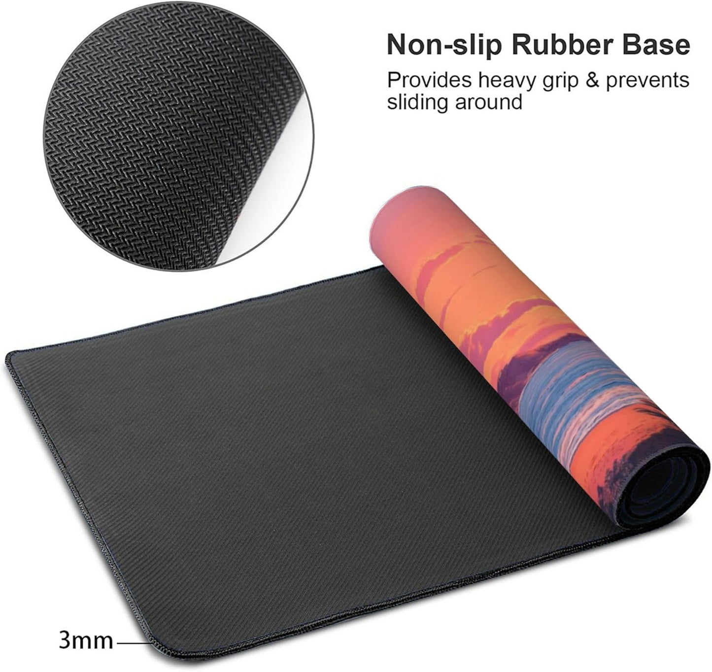 Sunset Beach Large Mouse Pad, Anime Style Gaming Desk Mat, XXL Keyboard Desk Pad Mat for Desktop, 35.4"x15.7" Non-Slip Base Big Mousepad with Stitched Edges