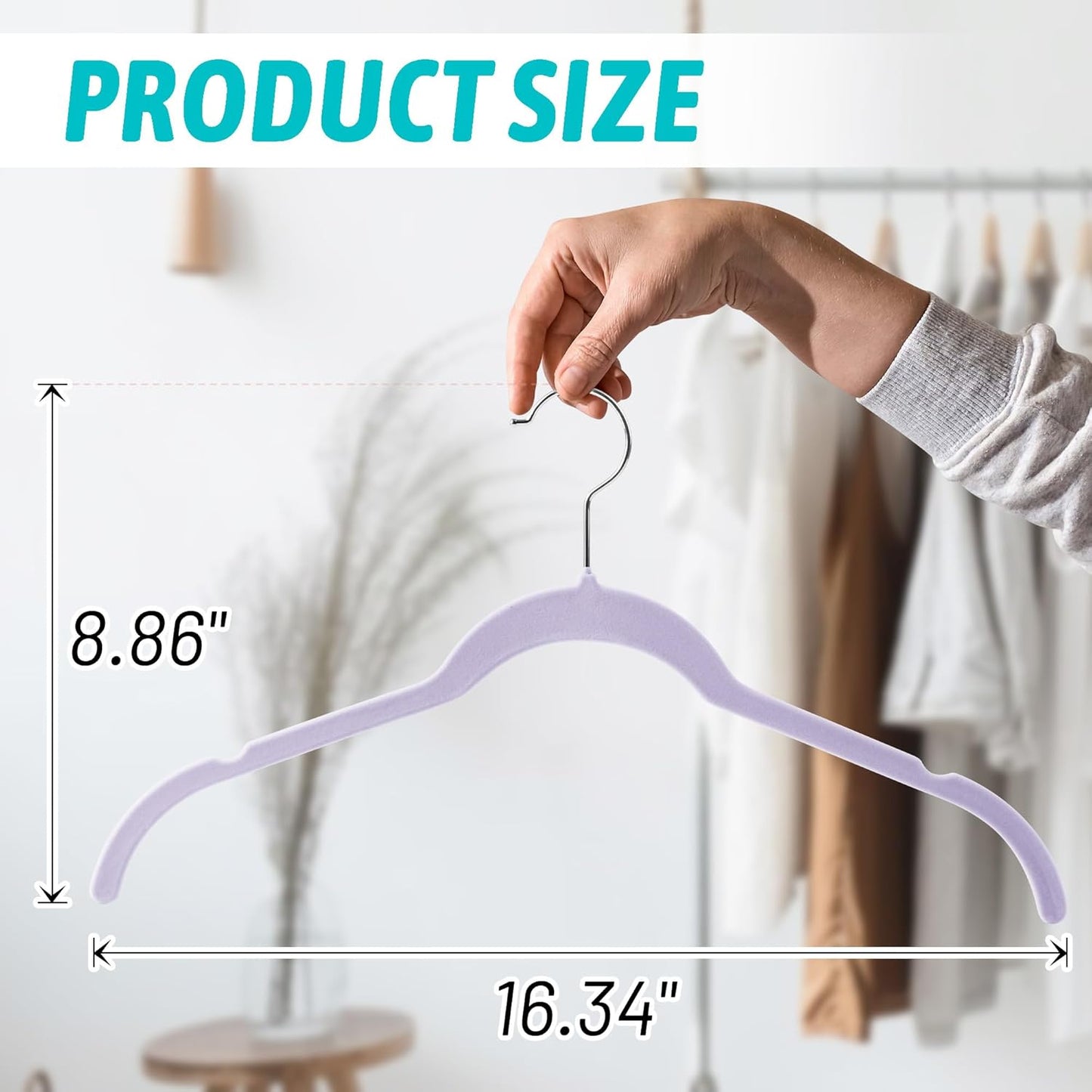 Velvet Hangers 50 Pack – Slim Non-Slip Flocked Hangers with 360° Swivel Hook, Space-Saving Closet Organizer for Dresses, Coats, Blouses(Purple)