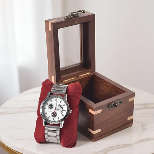 Wooden Watch Box for Men & Women, Luxury Watch Organizer & Display Case, Premium Long-Lasting Watch Holder for Storage, Elegant Gift for Watch Collectors (Glass Top, 1 Slot)
