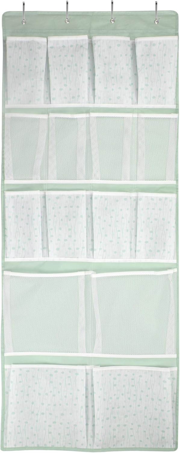16 Pockets Over Door Hanging Organizer,Back of Door Shoes Organizer with 4 Kind of Pouches,Behind Closet Hanging Shelf Holder for Sock,Hat,Underwear,Travel Outfit,Storage Organization for Home,Dorm,RV
