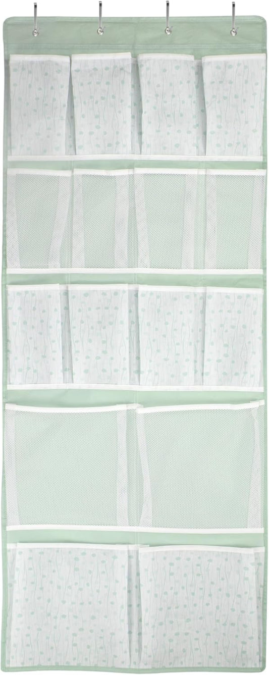 16 Pockets Over Door Hanging Organizer,Back of Door Shoes Organizer with 4 Kind of Pouches,Behind Closet Hanging Shelf Holder for Sock,Hat,Underwear,Travel Outfit,Storage Organization for Home,Dorm,RV