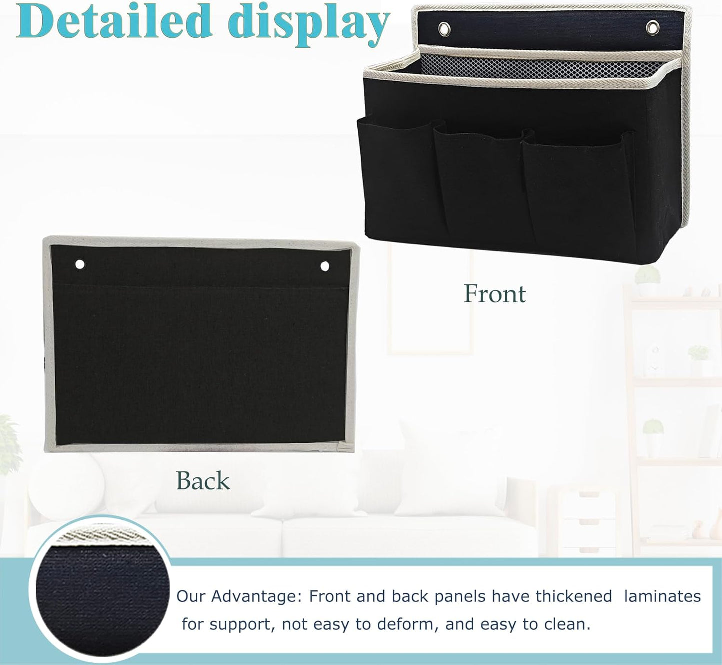 Wall Hanging Organizer Bag/Hanging Baskets with Large Mesh Compartment & 3 Pockets，Over the Door Organizer Space Saving Storage for Bedroom,RV Camper, Closet (Black-1pack)