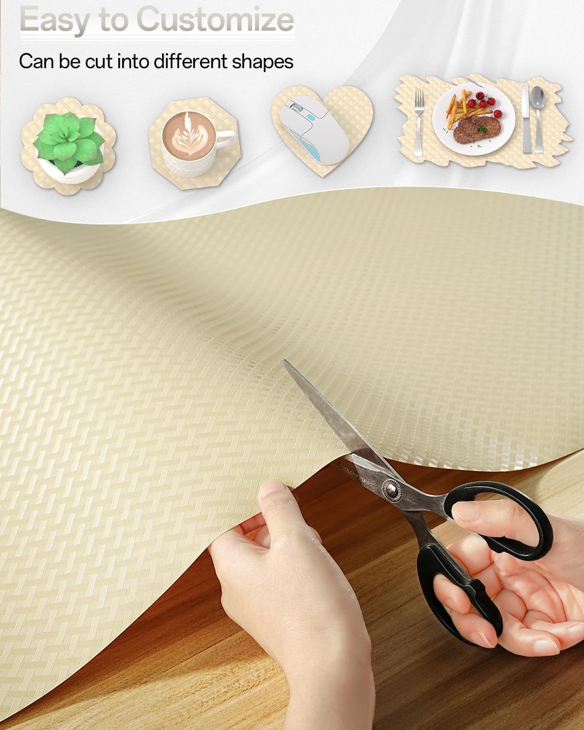 Shelf and Drawer Liner for Kitchen Cabinet, Non-Adhesive 24in x 360in Waterproof Contact Paper Refrigerator Liners Thickened Durable EVA Material Non Slip Mat for Dresser Cupboard Pantry Protector