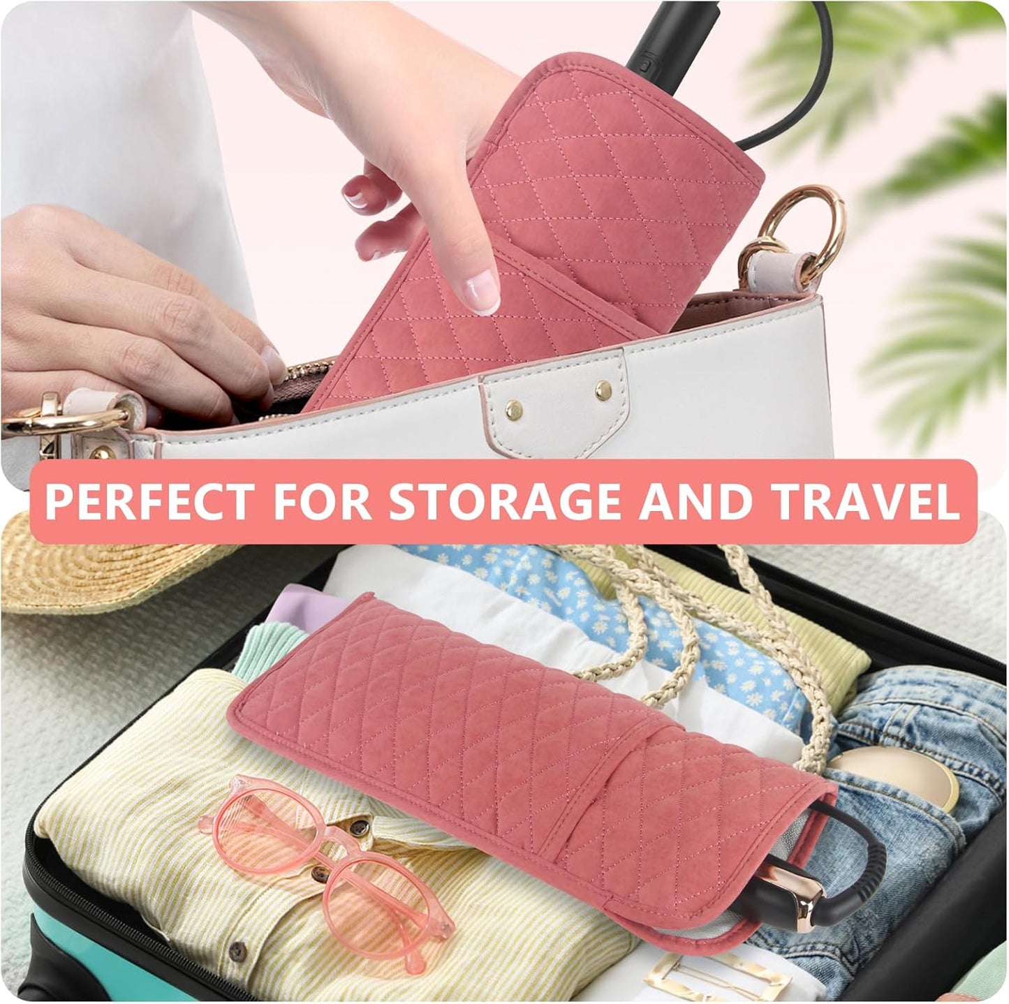 Heat Resistant Hair Tools Organizer Bag Portable Travel Storage Cover Pouch for Hair Straighteners, Curling Irons, Flat Irons and Hot Styling Tools(13.8" x 5.5")