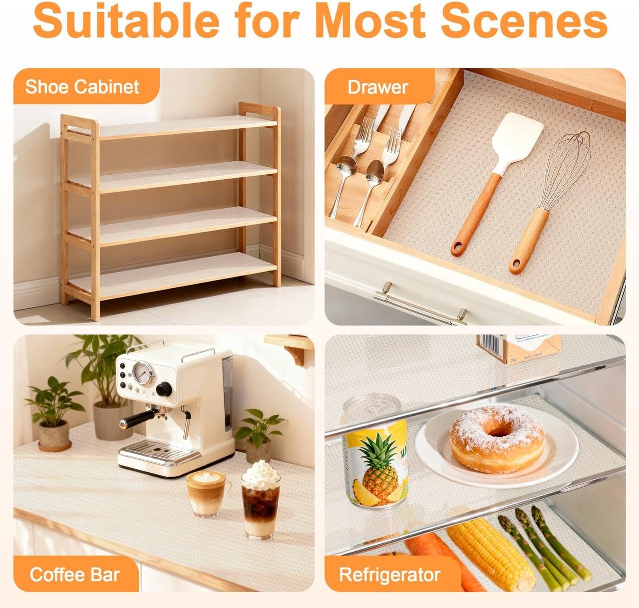 FEXIA Shelf Liner 17.5 Inch x 20 FT Clear Non Slip Waterproof Cabinet and Drawer Liner for Kitchen Cabinet Refrigerator Pantry Closet Durable Non Adhesive