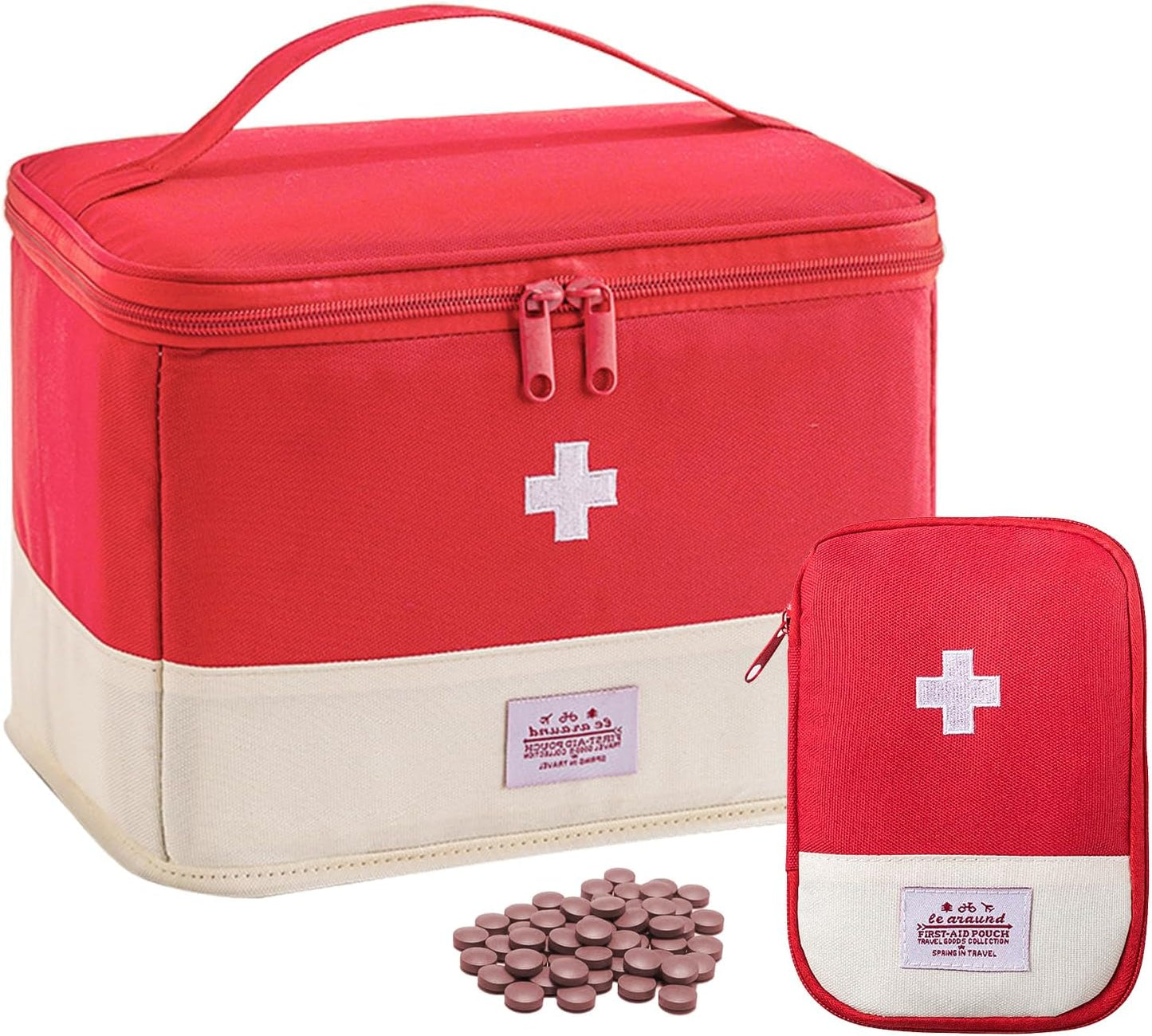 Medication Organizer Storage Bag,Large Capacity Portable Pill Bottle Organizer with Hand, Empty First Aid Kit for Home and Travel