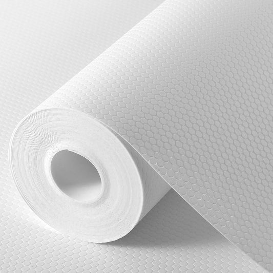 Shelf Liners for Kitchen Cabinets Non Adhesive Drawer Liner for Bathroom Waterproof Refrigerator Liners for Shelves Fridge Plastic Mats Cabinet Cupboard Liner White 11.8 x 236.2 Inches