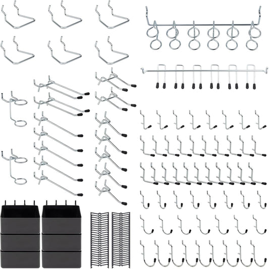 136PCS Metal Pegboard Hooks Organizer Kit for Organizing Various Tools - Heavy Duty 1/4" & 1/8" Pegboard Accessories with Pegboard Bins, Wall Mount Tool Storage for Garage, Workshop & Kitchen