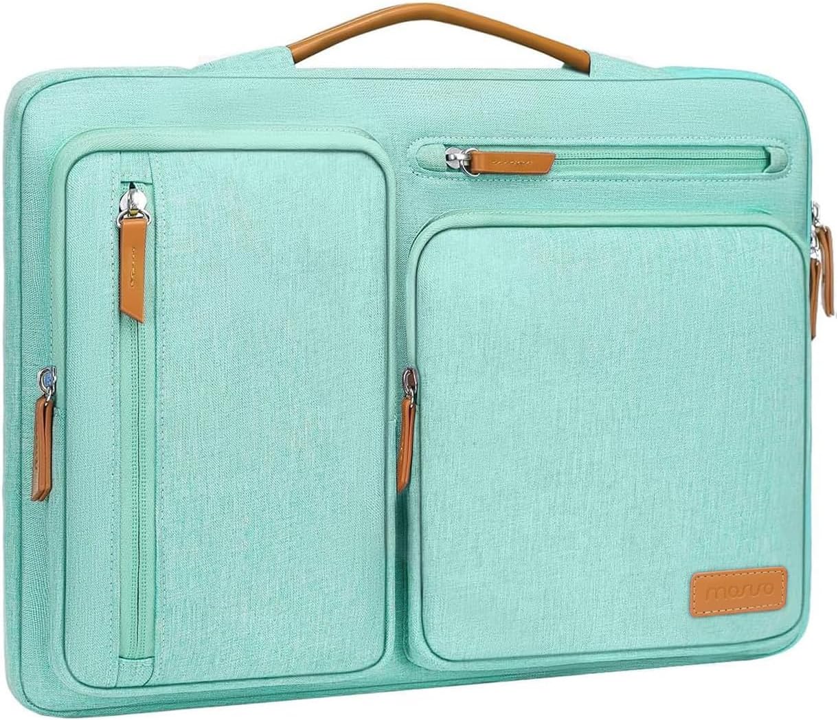 MOSISO 360 Protective Laptop Case 16 inch, 15-15.6 inch Laptop Sleeve Compatible with MacBook Pro 16, HP, Acer, Dell, Lenovo, ASUS, Side Open Carrying Case with 4 Zipper Pockets&Handle, Aqua Green