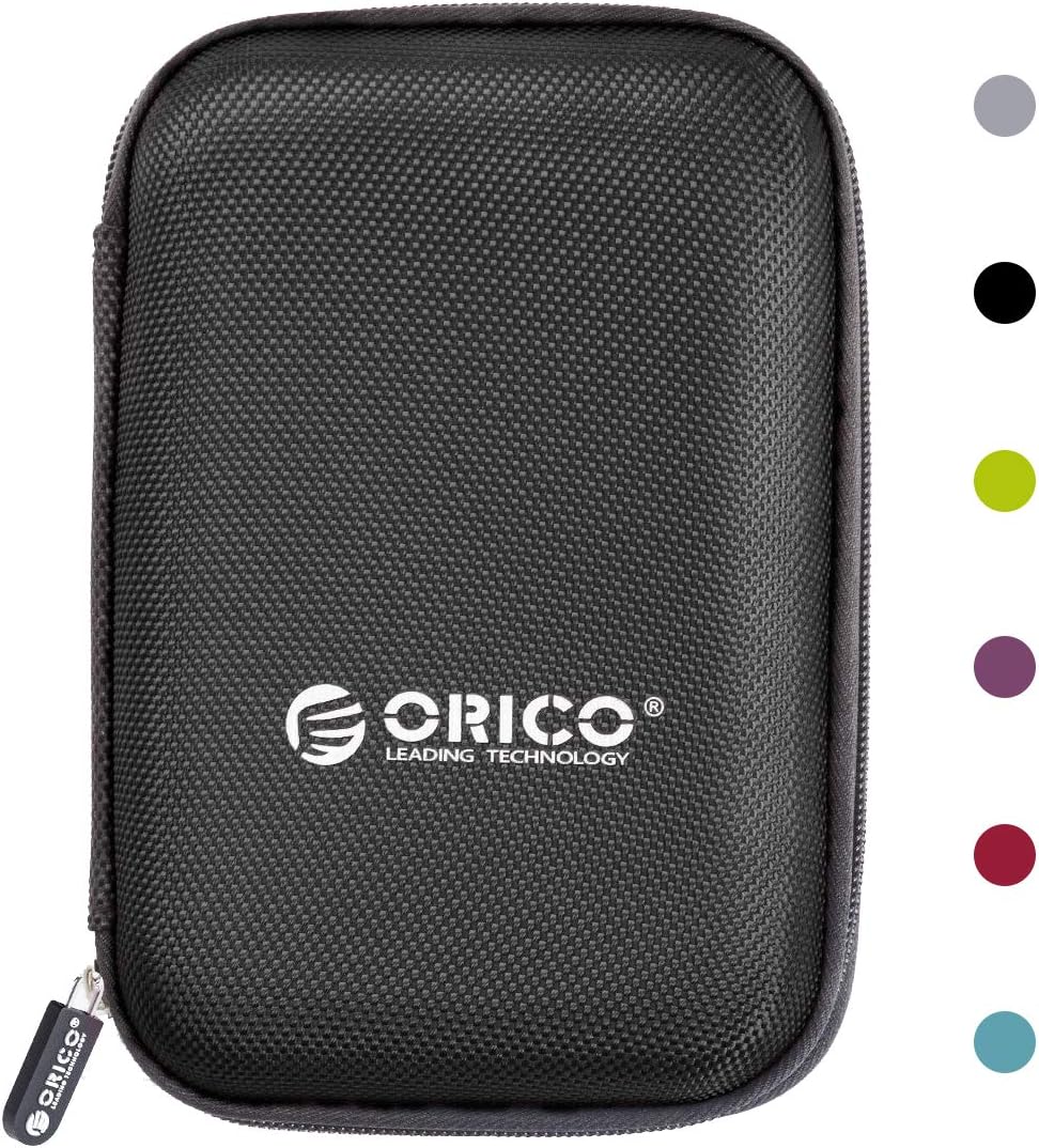 ORICO Hard Drive Case 2.5 inch External Drive Storage Carrying Bag Waterproof Shockproof with Inner Size 5.5x3.5x1.0inch for Organizing HDD and Electronic Accessories, Black(PHD-25)