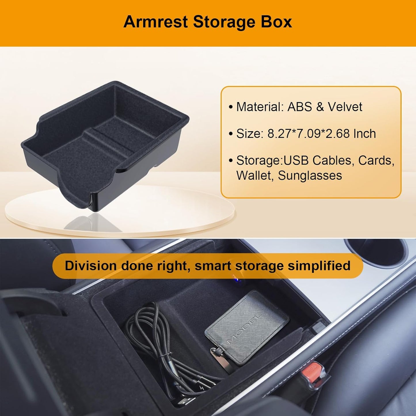 Center Console Organizer Tray 5PCS for Tesla Model Y Accessories 2024-2020(Not Fit 2024 2025 Model Y Juniper) Armrest Storage Tray, Hidden Storage Box, Cup Holder Insert, Under Seat Storage Box