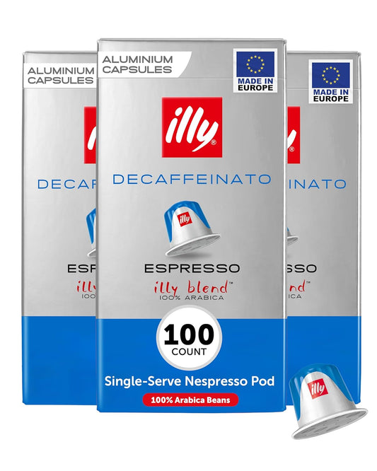 illy Aluminum Espresso Capsules - Compatible with Nespresso Machines - Decaf Coffee - Mild & Balanced - Notes of Caramel and Chocolate - Single Serve Capsules - 10 Count (Pack of 10)