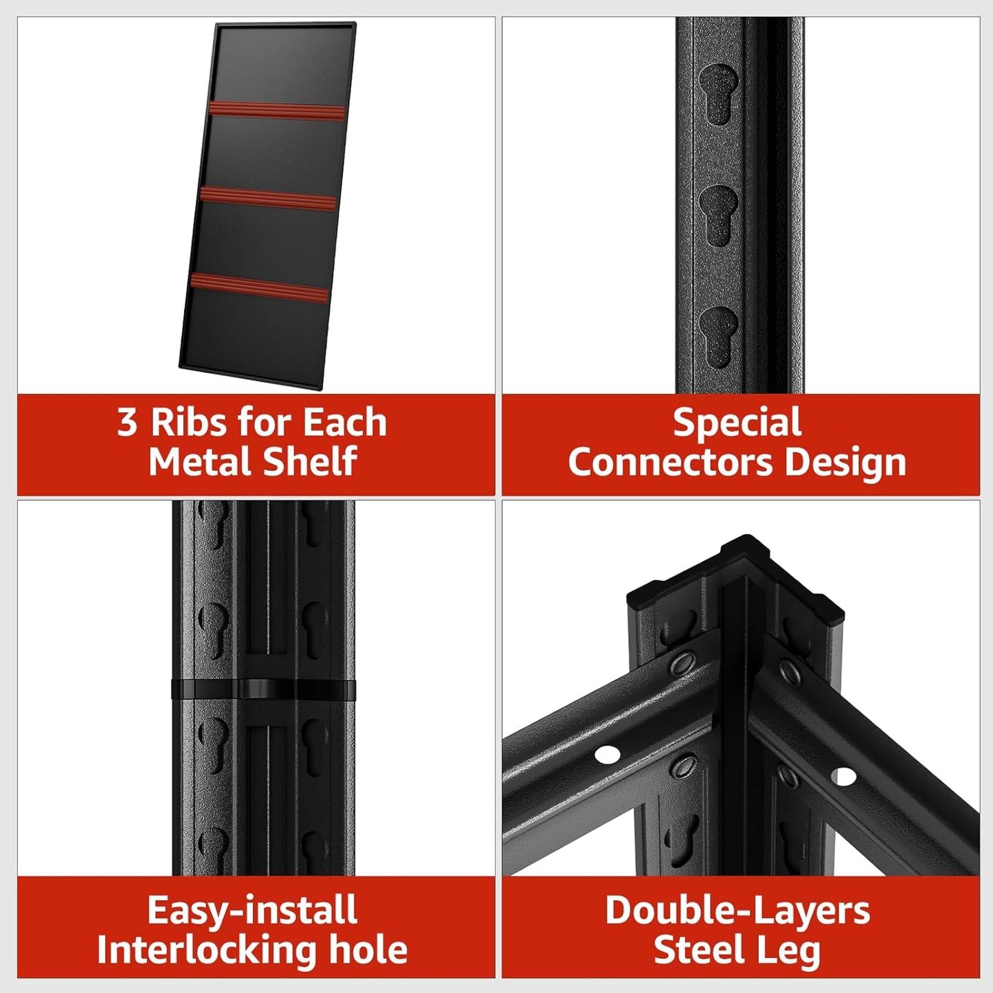 36" W Father&I 5-Shelf-Rack Industrial Heavy-Dudy Adjustable Metal Garage Bin Storage Shelving Stant Shelves Units/Systems Organizer for Basement/Closet/Tote/Pantry, 72" H*36W *18" D, Black