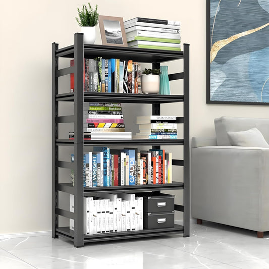 Garage Storage Shelves,5 Tier Shelving Unit, 40 inch Wide, 18” Deep, 78” Tall Organizer Metal Shelf for Basement/Laundry/Pantry Heavy Duty, Adjustable,Easy to Install (5Tier-47"Wx24"Dx72"H with Fence)