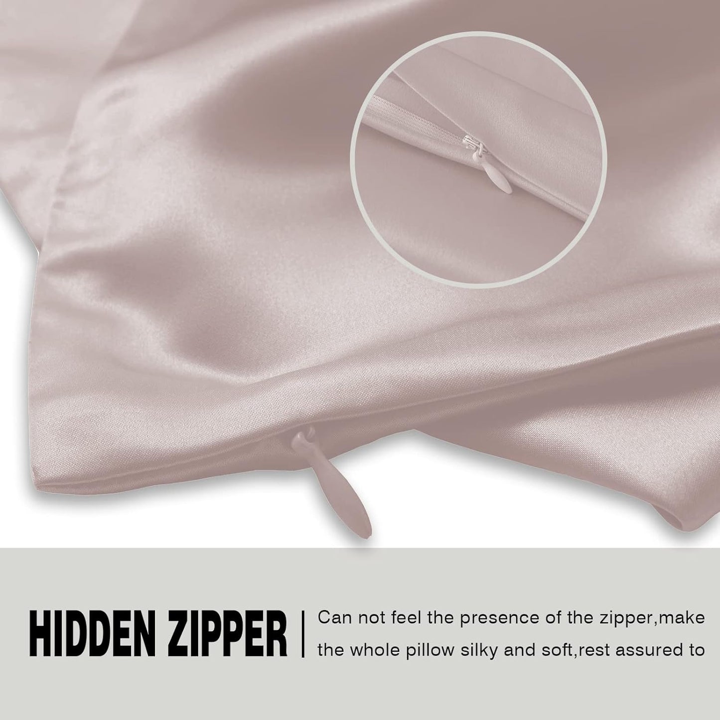 Silk Pillowcase for Hair and Skin,Soft,Breathable and Sliky 100% Queen Silk Pillow Case Set of 2,Both Sides Natural Mulberry Silk Pillowcases with Hidden Zipper(Queen Size 20"X 30",2pcs)