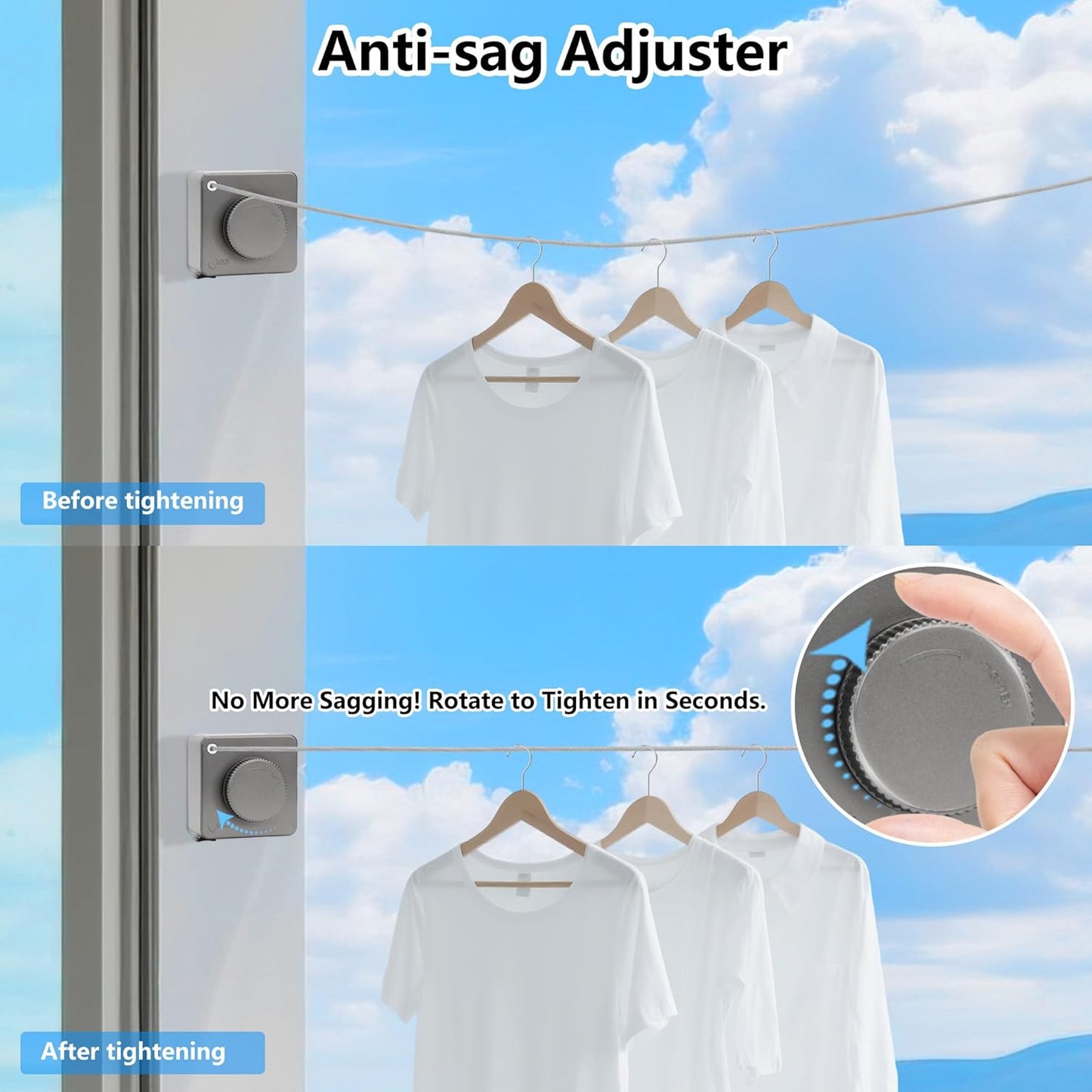 15.7Ft Retractable Clothesline Indoor an Anti-sag Retractable Clothesline Outdoor,Laundry Line Wall Mounted Stainless Steel Wire Laundry, with 12 Clip(Gray)