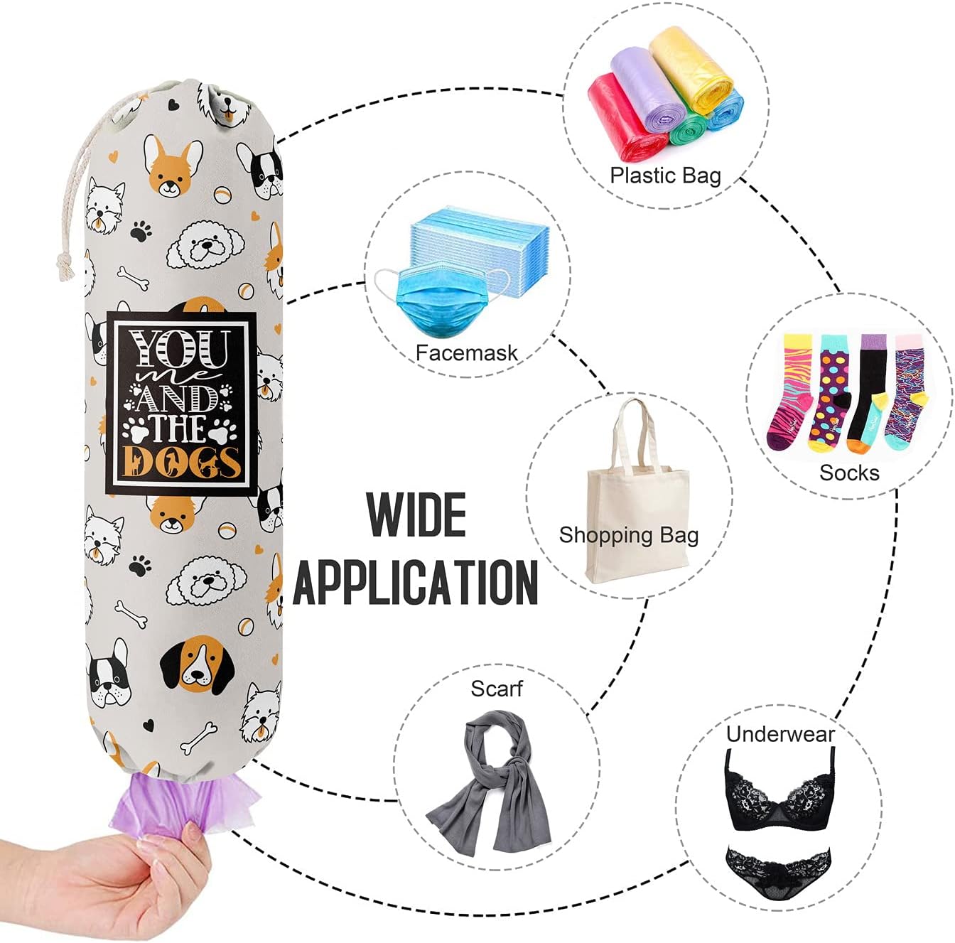 Funny You Me & The Dogs, Grocery Bags Holder Organizer For Shopping Bags, Wall Mount Plastic Bags Storage Container Dispensers, Gift For The Preferred Family And Friends