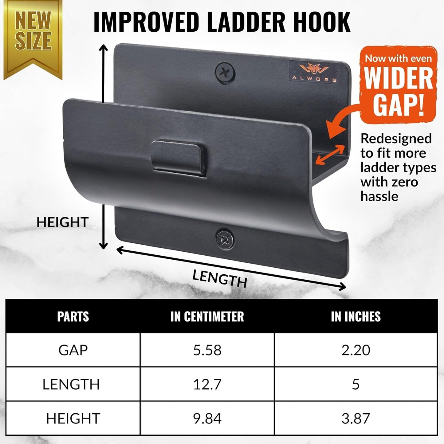 Ladder Hanger set of 4 For Garage Wall - Black Heavy Duty Utility Hook For Wall Mount Ladder Storage. Versatile Tool Holder To Maximize Space In Garden, Shed, Workshop, Hang Wheelbarrow, Folding Chair