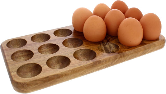 Gui's Chicken Coop Egg Tray - Rustic Wooden Egg Holder For Eggs Usable in Kitchen Refrigerator, or Countertop for Display or Storage - Easy to Clean… (18 Eggs)