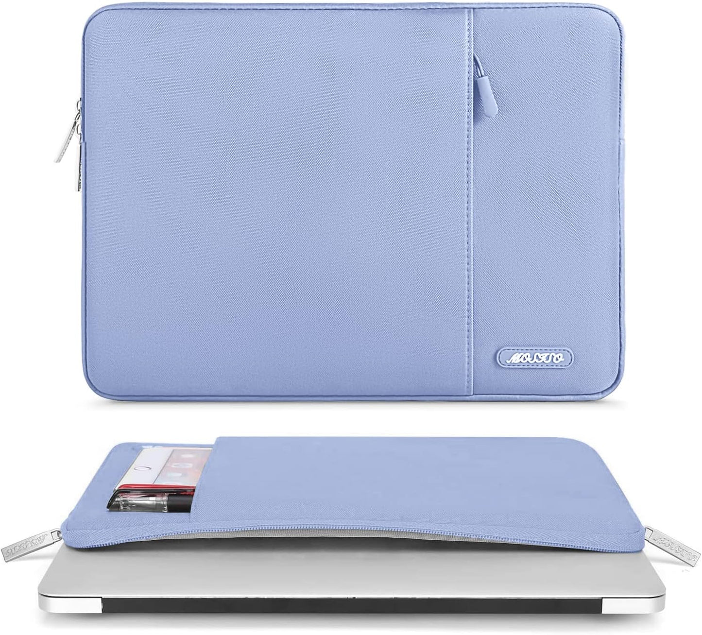 MOSISO Laptop Case 16 inch, 15-15.6 inch Laptop Sleeve Compatible with MacBook Pro 16 M4 M3 M2 M1, HP Acer Dell Lenovo ASUS Notebook, Polyester Vertical Computer Sleeve Bag with Pocket, Pastel Blue