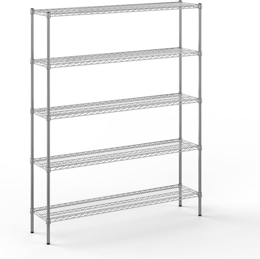 14" Deep x 60" Wide x 74" Height Wire Shelving Kit | 5-Tier | NSF Commercial Storage Rack Unit
