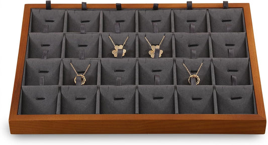 Necklace Storage, Wood Jewelry Trays For Drawers,Black Earring Organizer, Premium Jewelry Display Tray For Pendant