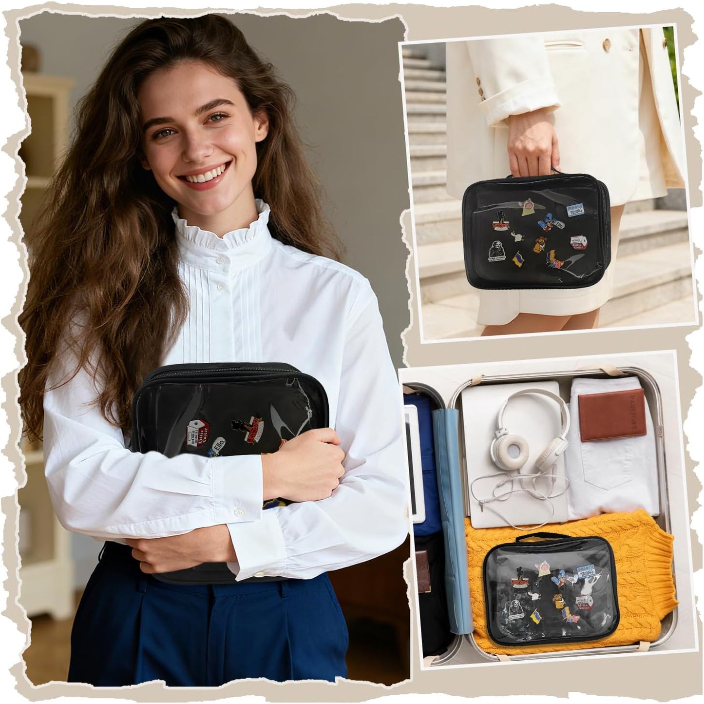 FR Multi-Function Enamel Pin Display Book, Detachable Binder Pin Bag