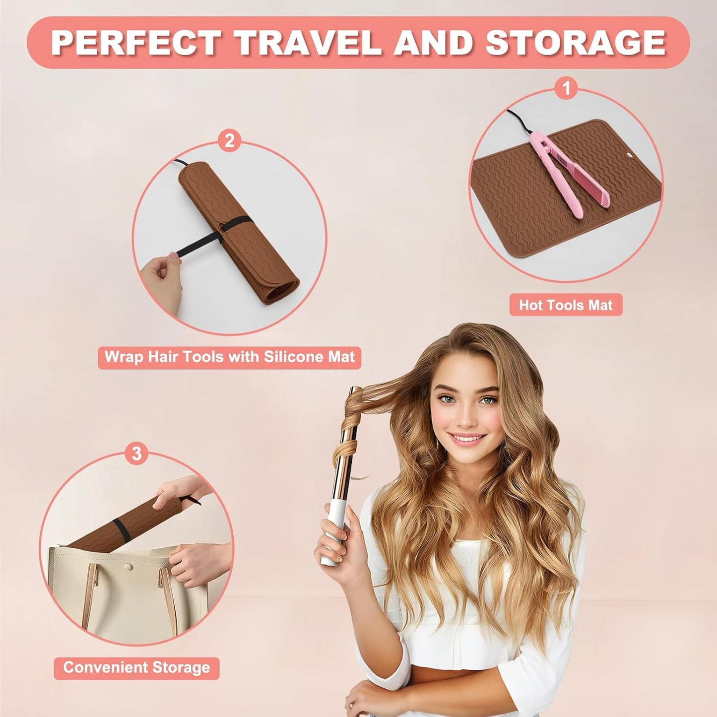 Oversize Silicone Heat Resistant Mat for Curling Irons, Hair Straighteners, Flat Irons and Hot Hair Styling Tools, Portable Wrap Pad Cover for Vanity, Travel, Salon(14.2" x 11.0")