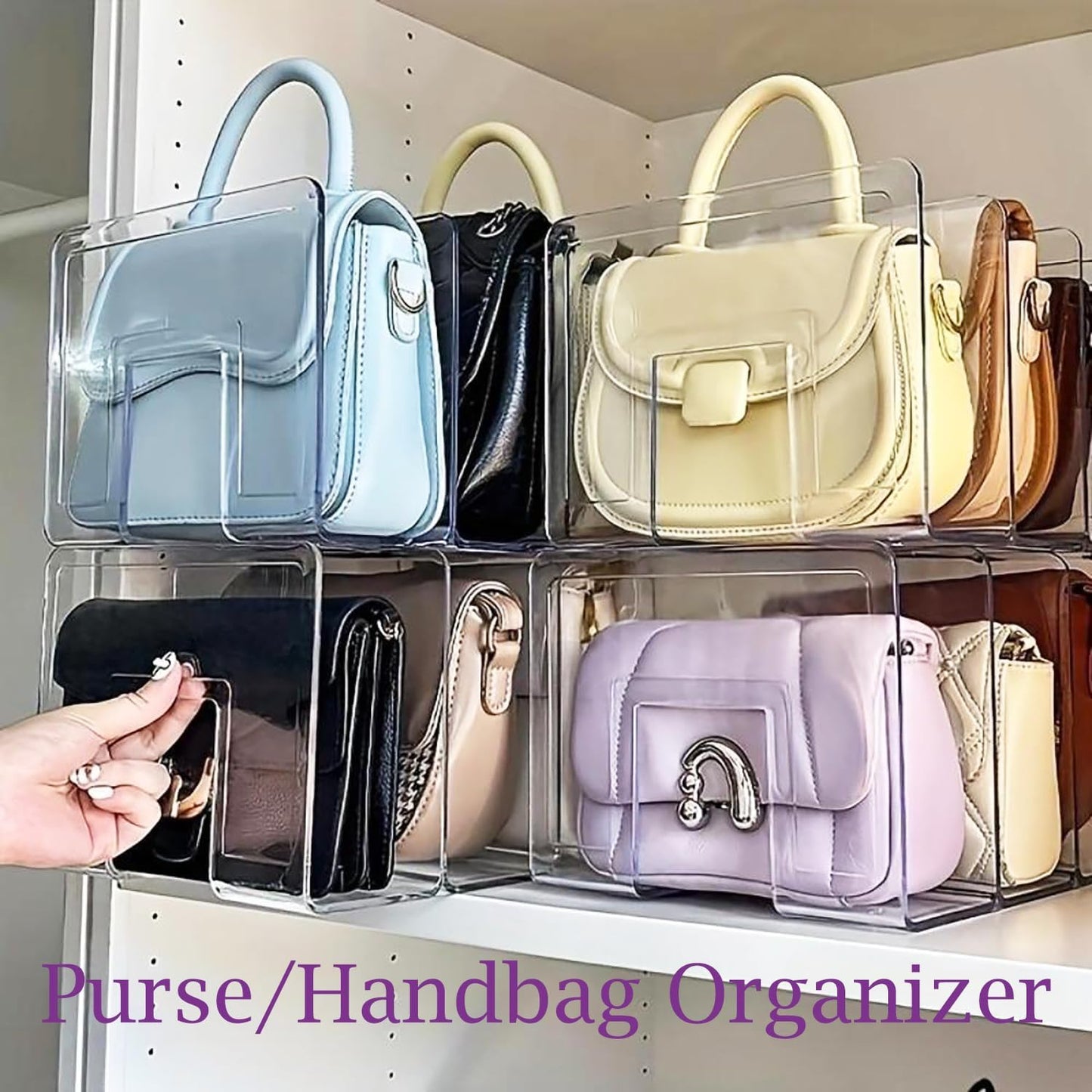 Clear Acrylic File Organizer, Purse Organizer, File Sorter Desktop File Folder Organizer for Book, Envelopes, Mail, Document, Notebook, Office Supplies, Handbag (4Pcs)