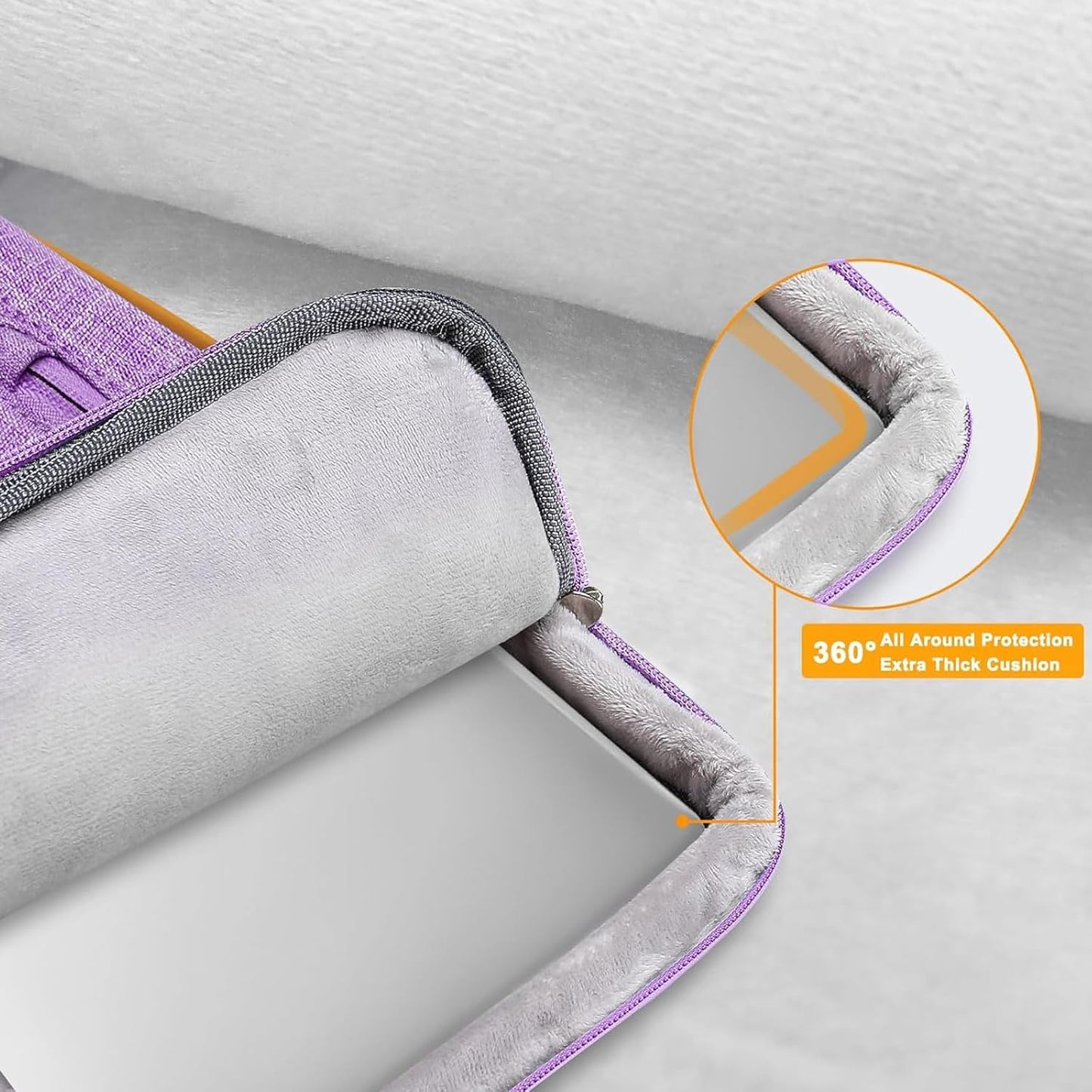 MOSISO 360 Protective Laptop Case 15 inch, 15 inch Laptop Sleeve Compatible with MacBook Air M4 M3 M2 2025 2024 2023, Dell XPS Plus, Side Open Carrying Case with 4 Zipper Pockets&Handle, Lilac