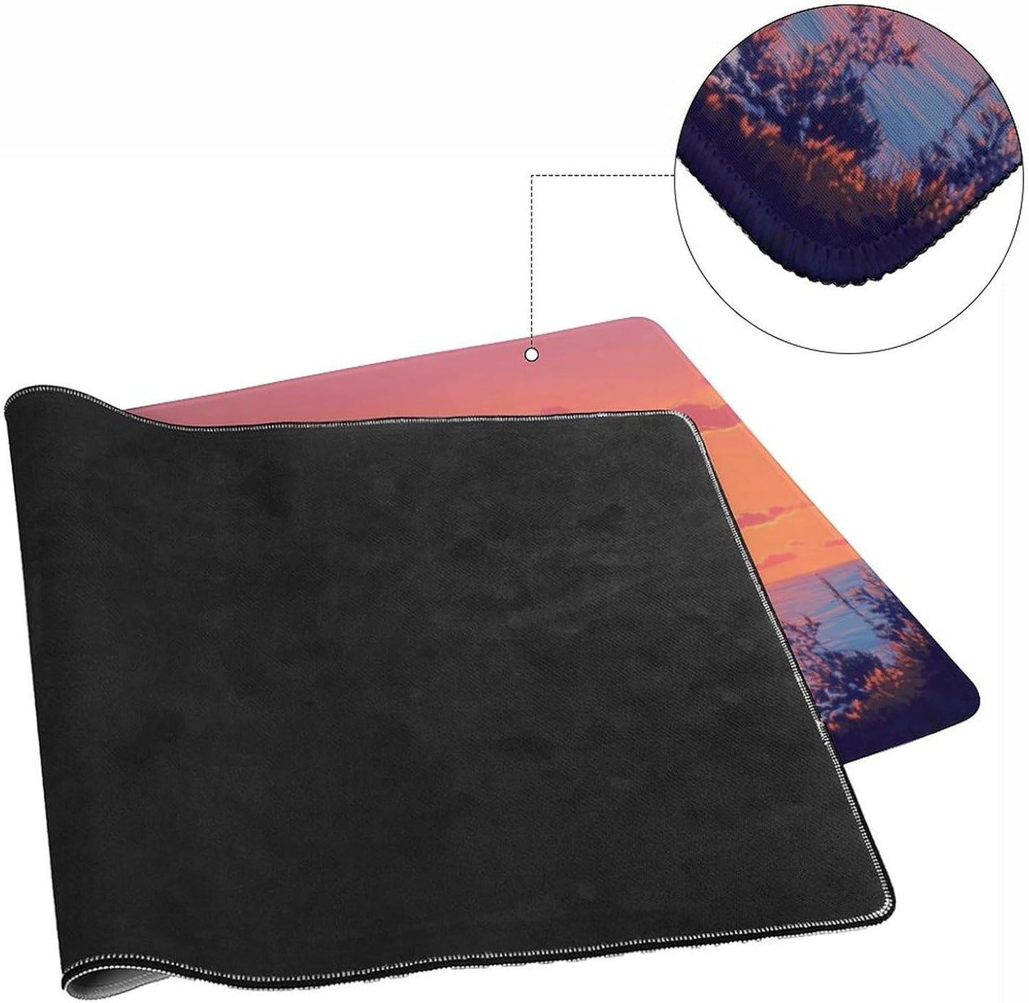 Sunset Beach Large Mouse Pad, Anime Style Gaming Desk Mat, XXL Keyboard Desk Pad Mat for Desktop, 35.4"x15.7" Non-Slip Base Big Mousepad with Stitched Edges