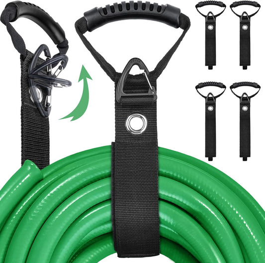 FOLIV 4PCS Storage Straps 3 in 1 Multifunction, Heavy Duty Storage Straps for Cables and Ropes, Extension Cord Organizer with Handle for Pool Hoses, Garden Hoses, Cords - 28'' + 22''
