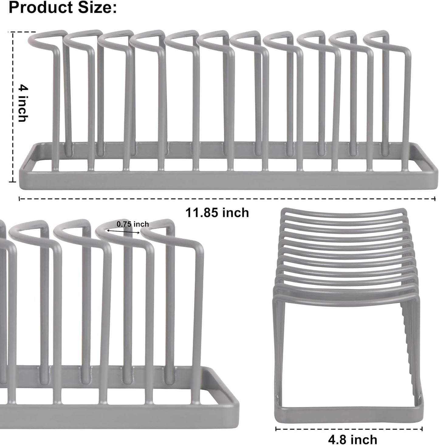 Hat Organizer for Baseball Caps - 2 Pack Space Saving Hat Stand Hold 20 Caps - Premium Metal Hat Rack for Baseball Caps Display & Organizer - No Install Hat Holder for Closet (Grey)
