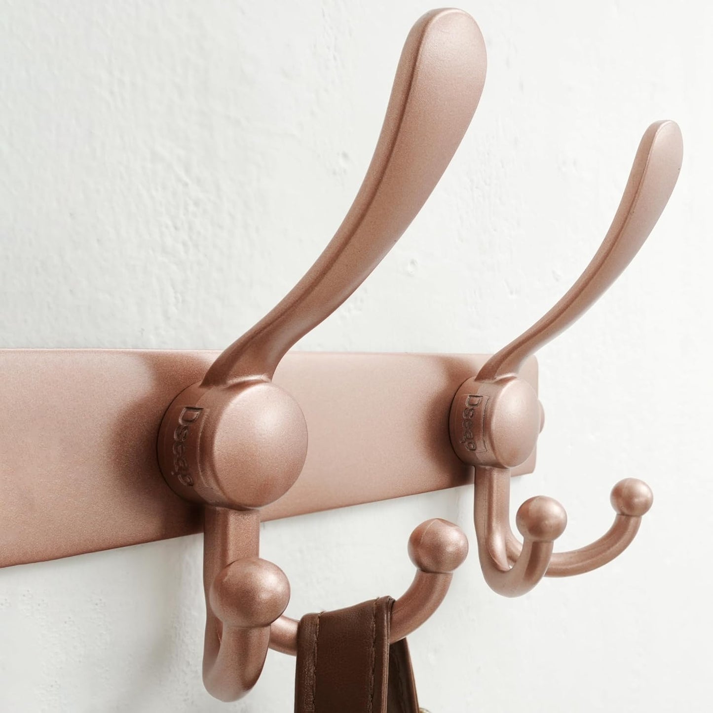 Dseap Coat Rack Wall Mount 2.0 Pro: Heavy Duty 300% Thicker, 16" Stud Mount, Stainless Steel Wall Coat Hooks Hanger for Clothes Jackets Hats Entryway Closet, MaxStrong Series, Rose Gold, Pack of 2