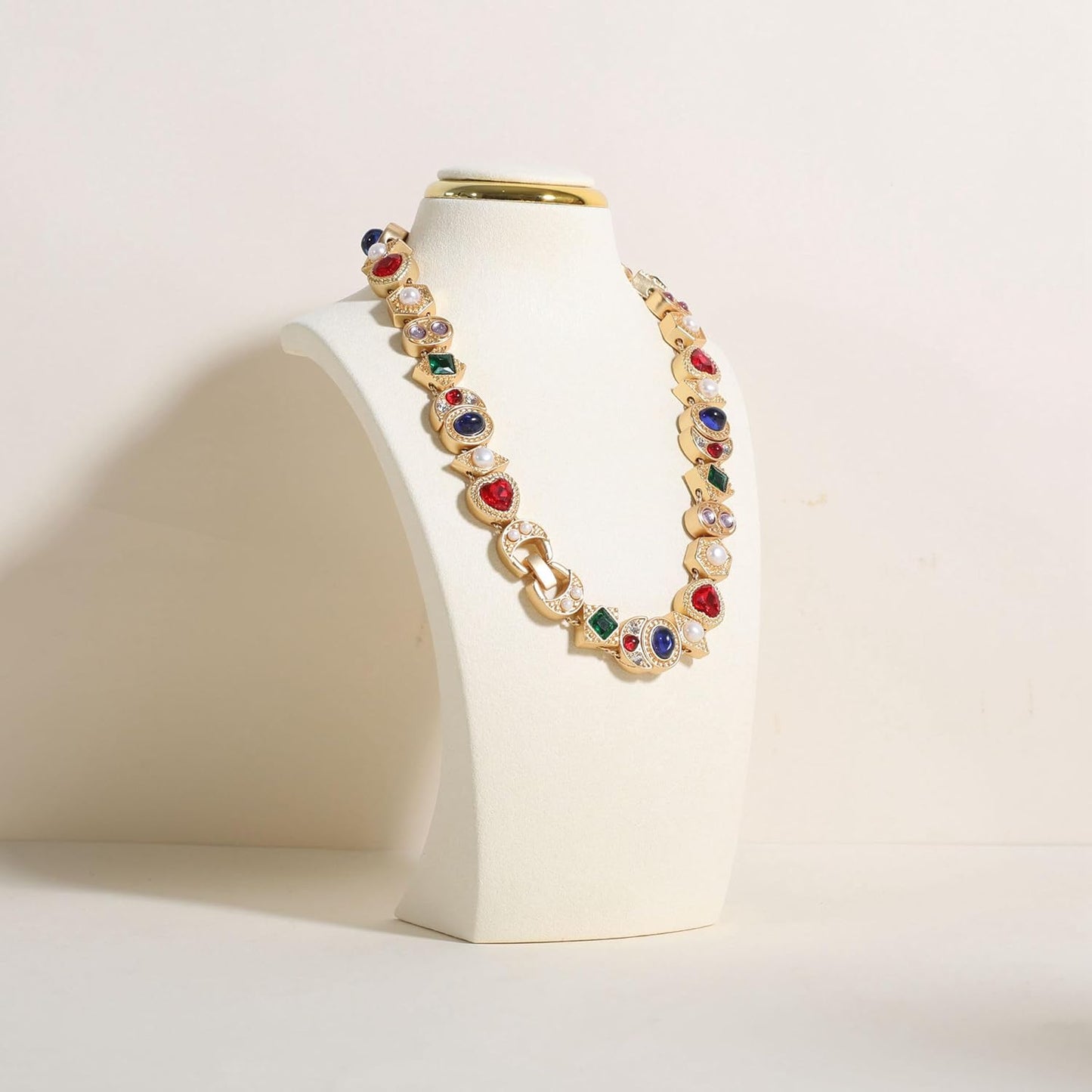 velvet necklace display stand, necklace display holder for selling, bust jewelry display, necklace mannequin display stand【Cream-Small】