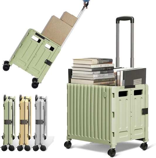Heavy Duty Rolling Cart for Stairs：Collapsible Utility Crate with Wheels & Handle Foldable Tote Box for Toolbox Trade Show Supplies Teachers TODAYGO Mobile Storage Cart with Lid