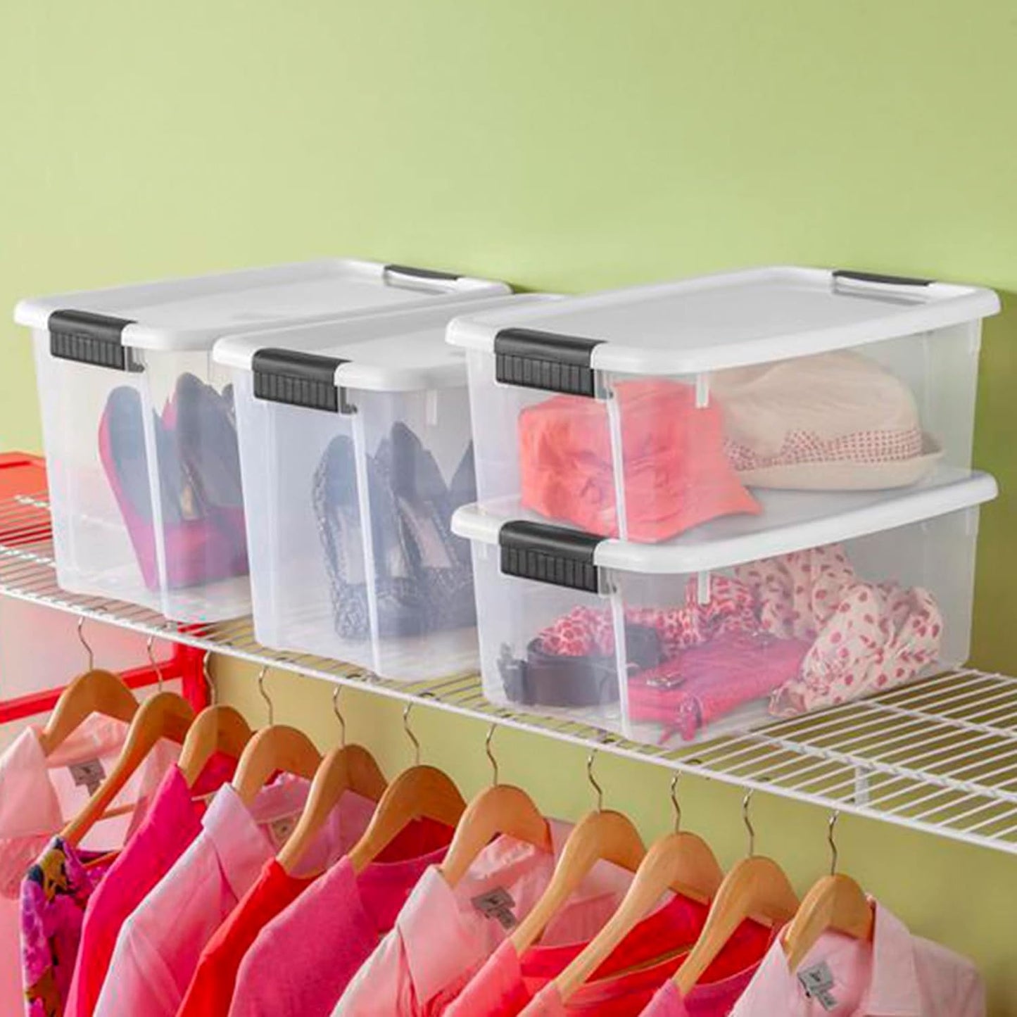 Sterilite 18-Pack Ultra Latching Box, Storage Bins with Lids, Clear Plastic, 30 Quart - Heavy-Duty Organizing Containers for Closet, Bathroom, and Office