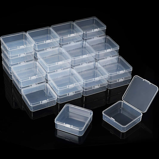 48 Packs Clear Small Plastic Containers Transparent Storage Box with Hinged Lid for Small Items Crafts Jewelry (2.9 x 2.9 x 1 Inches)