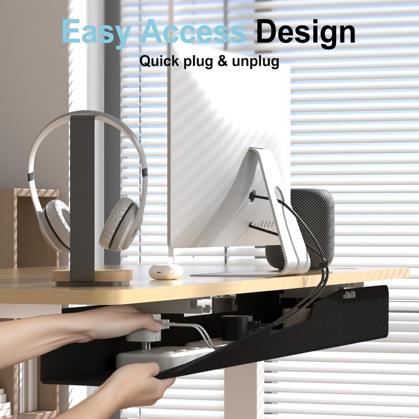 Cable Management for Under Desk,47.2" Standing Desk Cord Management Tray,Upgraded Thickened Felt Cord Organizer Tray for Office, Home, Self-Adhesive Or Bracket Mount Cable Holder,Black